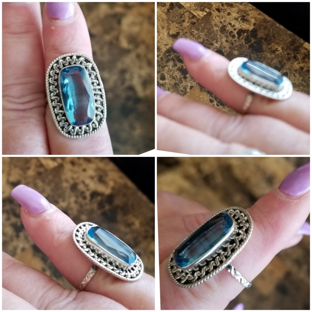 Genuine 8ct Blue Topaz Ring Size 9 - Picture 3 of 5